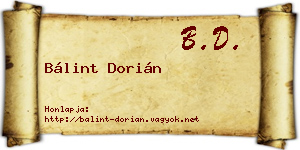 Bálint Dorián névjegykártya